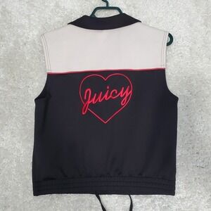 Juicy Couture Women Snap Shirt Size Medium Black Sleeveless Embroidered Y2K Top